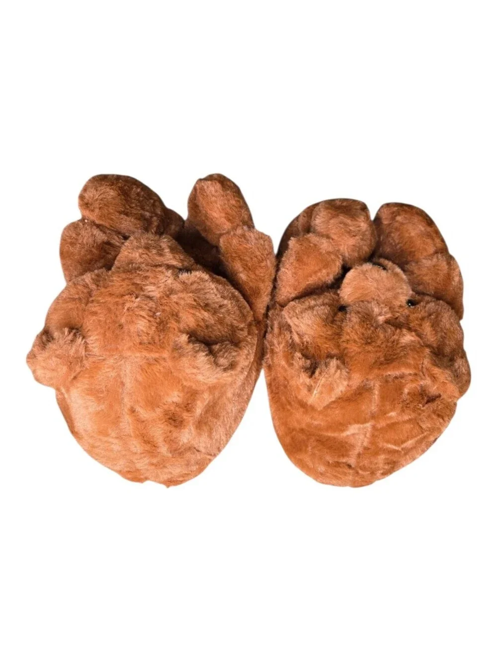 Kids Youth Brown Soft Fuzzy Teddy Bear Comfort Lounge House Slippers One Size